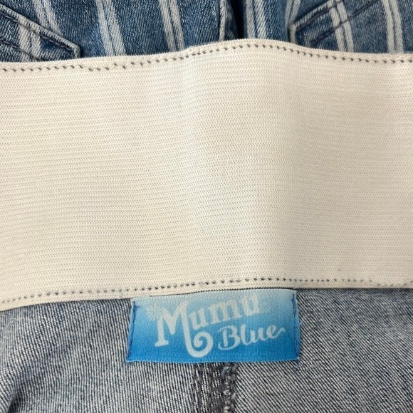 Show Me Your Mumu Berkley Bells Flared Bell Bottom Jeans Sz Large Blue Striped - Picture 3 of 9